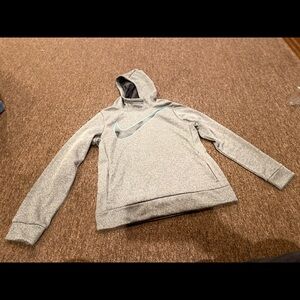 EUC Nike Dri-Fit Boys Gray Hoodie Sweatshirt Pullover 6 Years Training logo top